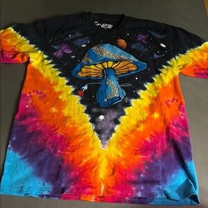 Liquid Blue Cosmic Tie-Dye Mushroom T-shirt
